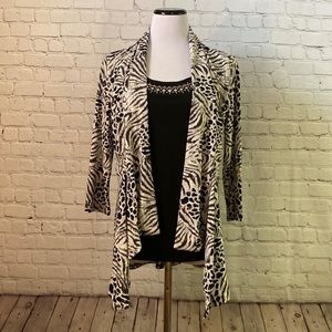 JM Collection Black and White Formal with Shiny Sequins - 1 Piece Set - Small